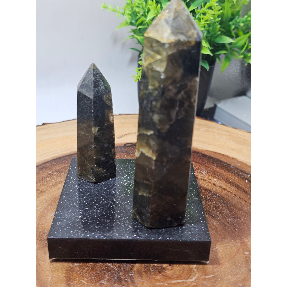 Labradorite Towers on Resin Base — Set of 2