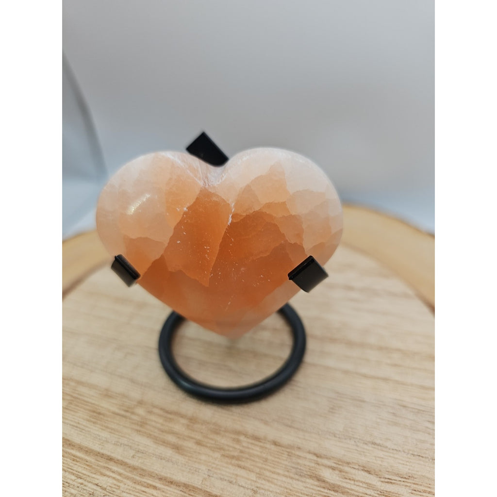 Peach Selenite Palm Stone W/stand 1each by CrystalCloud Company