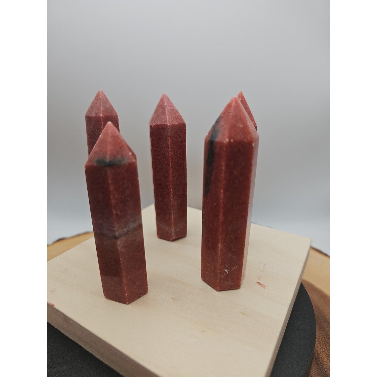 5pcs Avg .65 Natural Rhodonite Quartz Crystal Brazil by CrystalCloud Company
