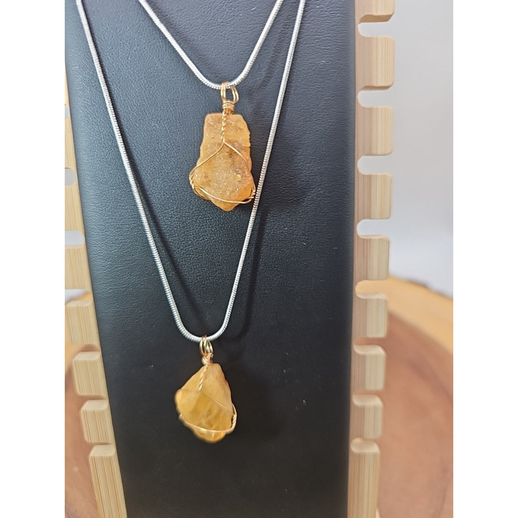 1 Citrine pendant necklace Copper Wire 16in Sterling Silver 925 Chain by CrystalCloud Company
