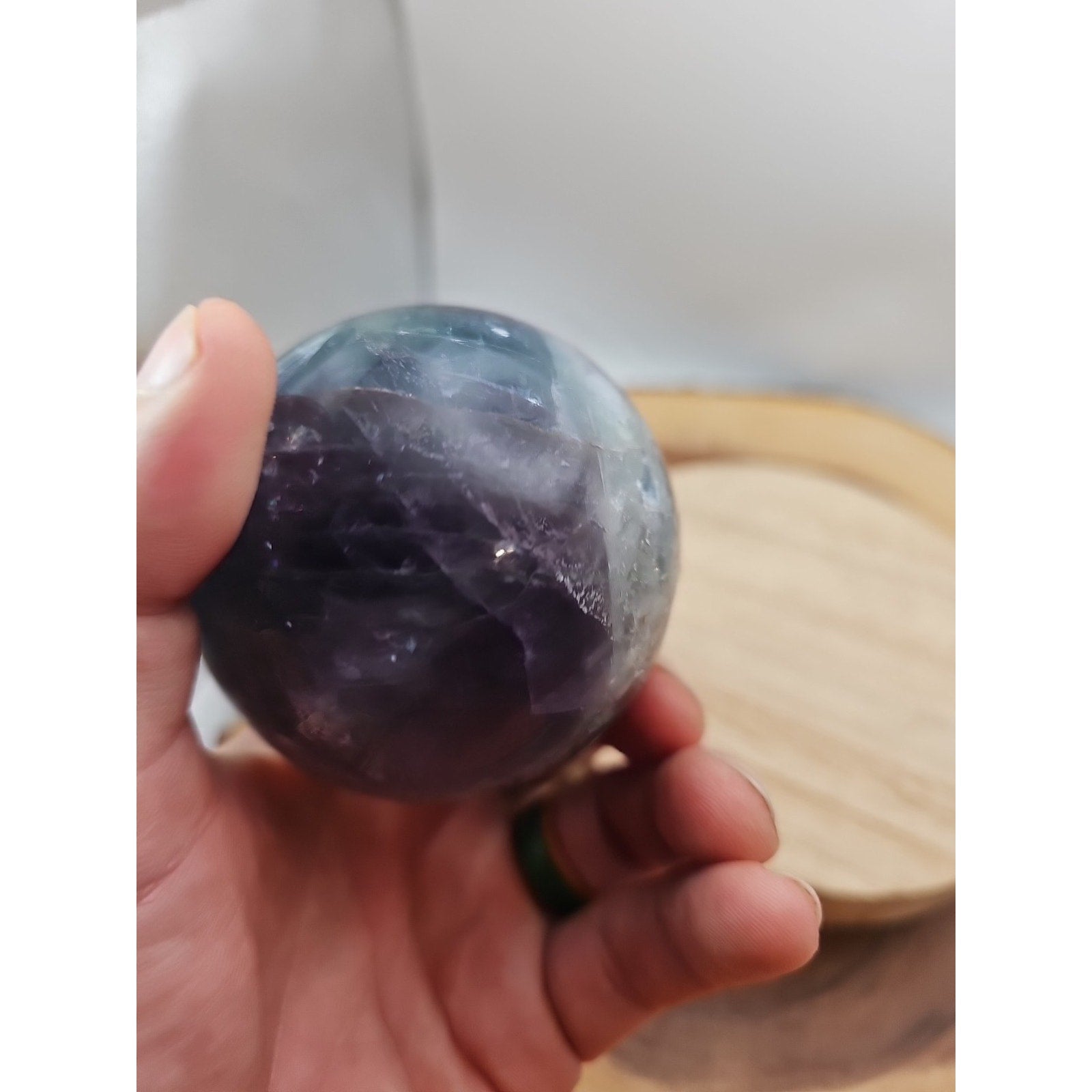 1.10lb Natural Rainbow Fluorite Quartz Crystal Sphere Ball Polished by CrystalCloud Company