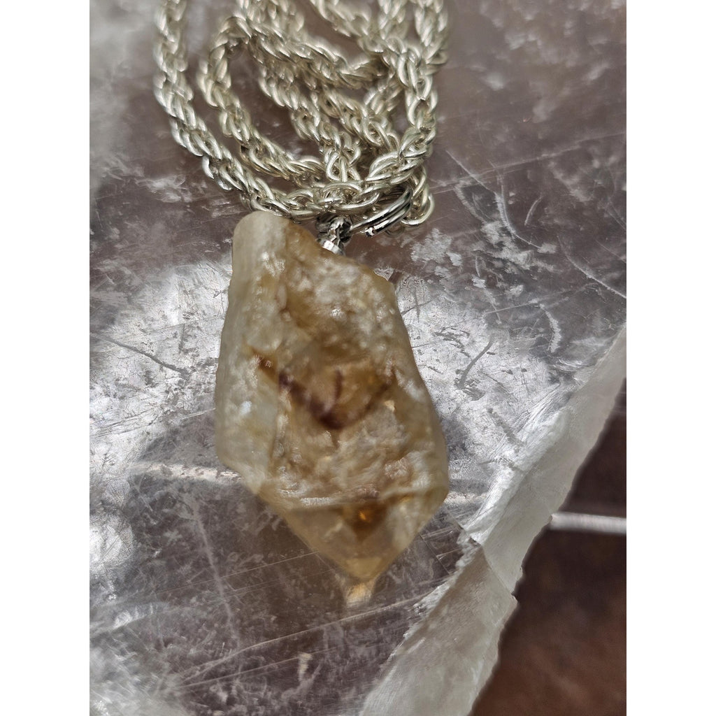 Raw Citrine pendant necklace Copper Wire by CrystalCloud Company
