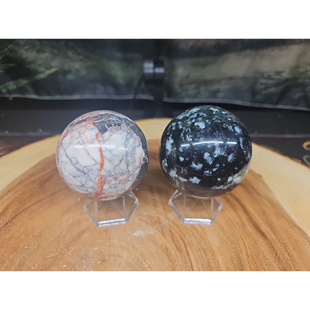 2Pcs A Set Of Natural Quartz Crystal Jasper Sphere Ball Polished 50-60mm &stand by CrystalCloud Company