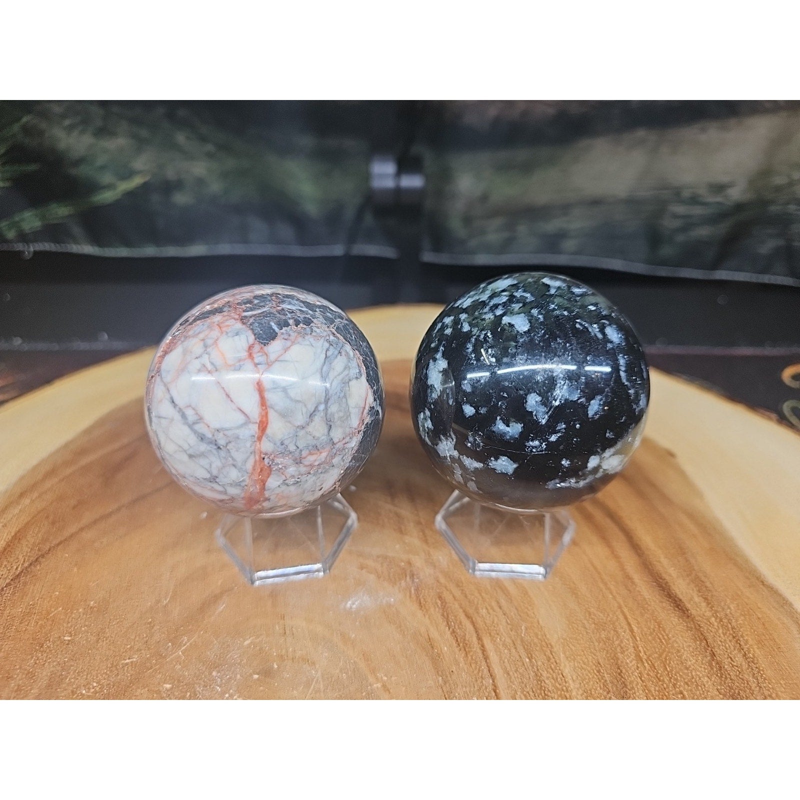 2Pcs A Set Of Natural Quartz Crystal Jasper Sphere Ball Polished 50-60mm &stand by CrystalCloud Company