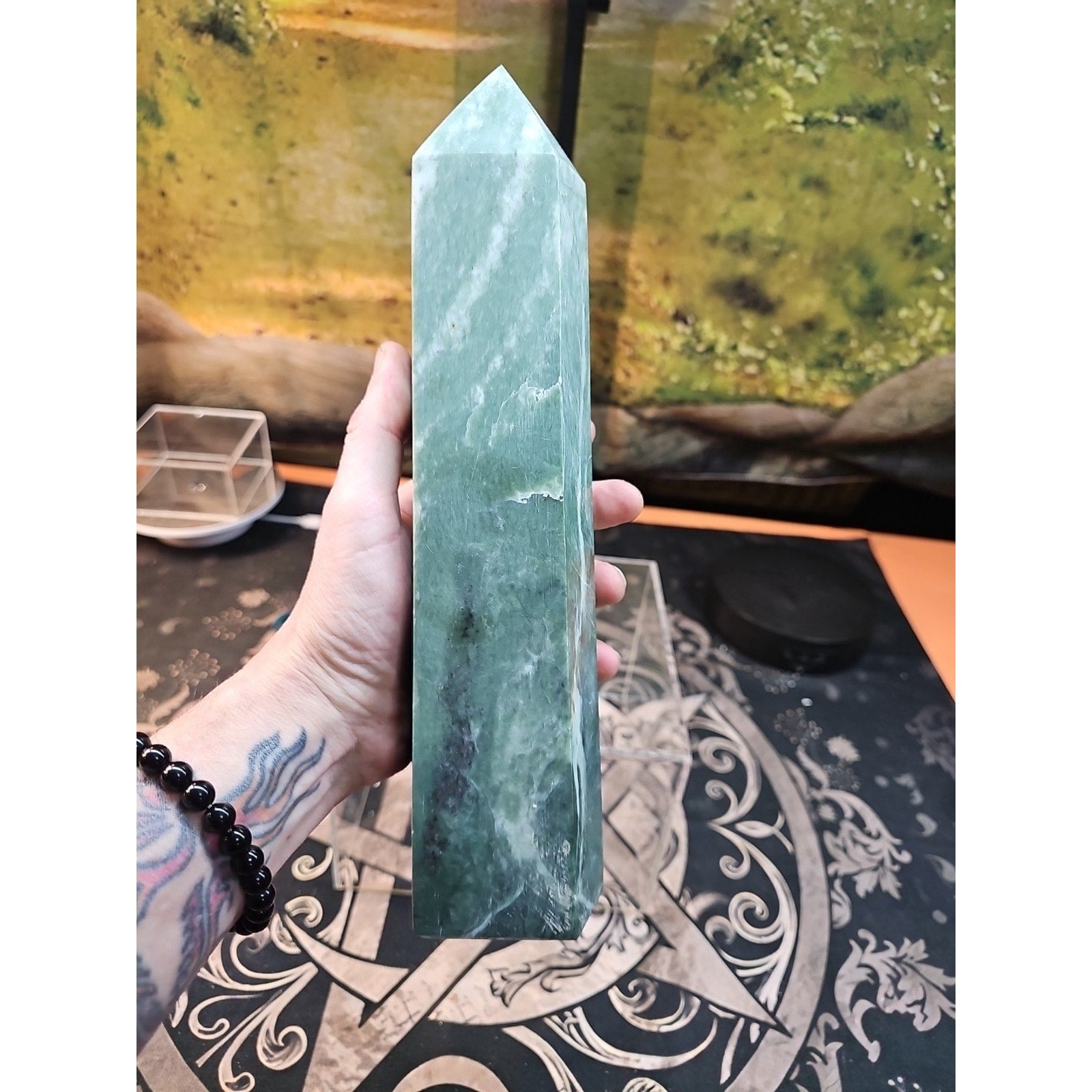 5.04lbs 11.5in Tall Green Jasper Crystal Point Tower Healing by CrystalCloud Company
