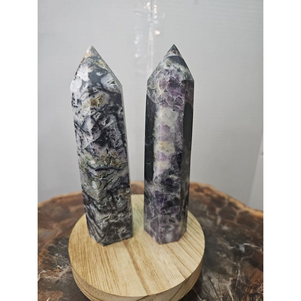2Pcs Natural Purple Fluorite Quartz Crystal Point Tower Polished by CrystalCloud Company