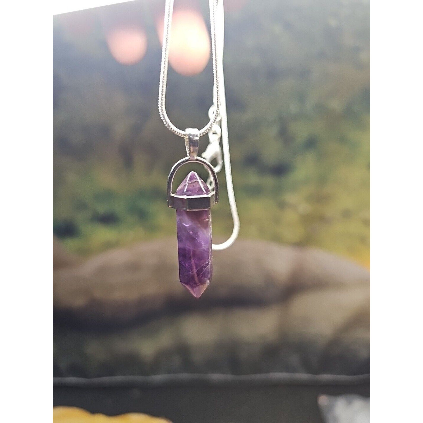 Amethyst Crystal Hexagon Pendant Necklace — 16in Silver Chain | CrystalCloud Company by CrystalCloud Company