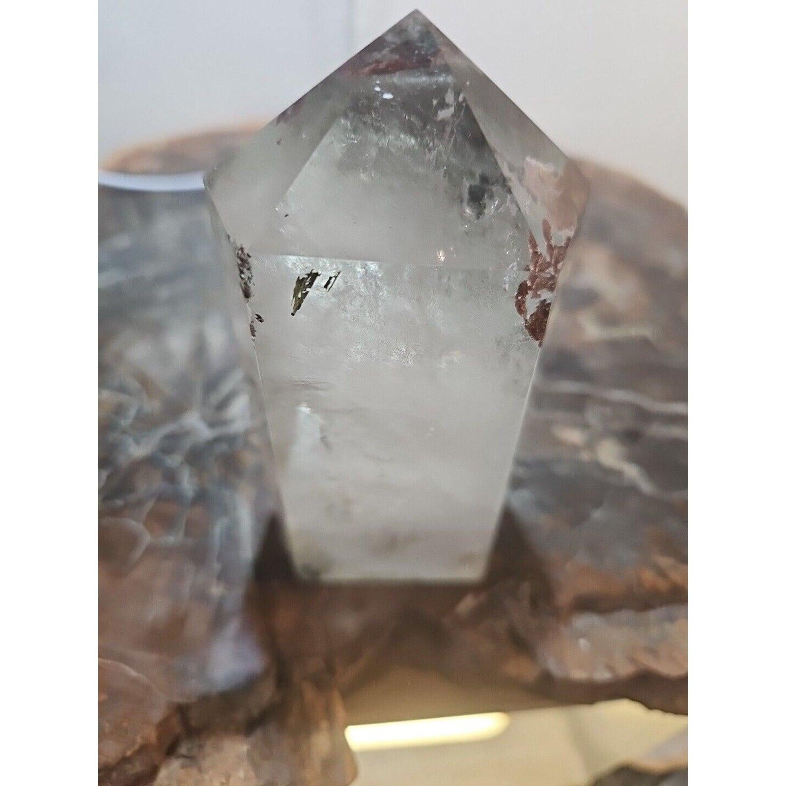 Madagascar Green Ghost Phantom Quartz Obelisk - 1.73LB Vitreous Healing Point | CrystalCloud Company by CrystalCloud Company