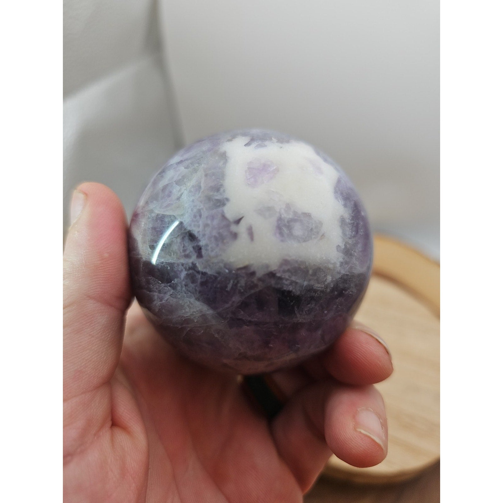 1.09lb Natural Rainbow Fluorite Quartz Crystal Sphere Ball Polished by CrystalCloud Company