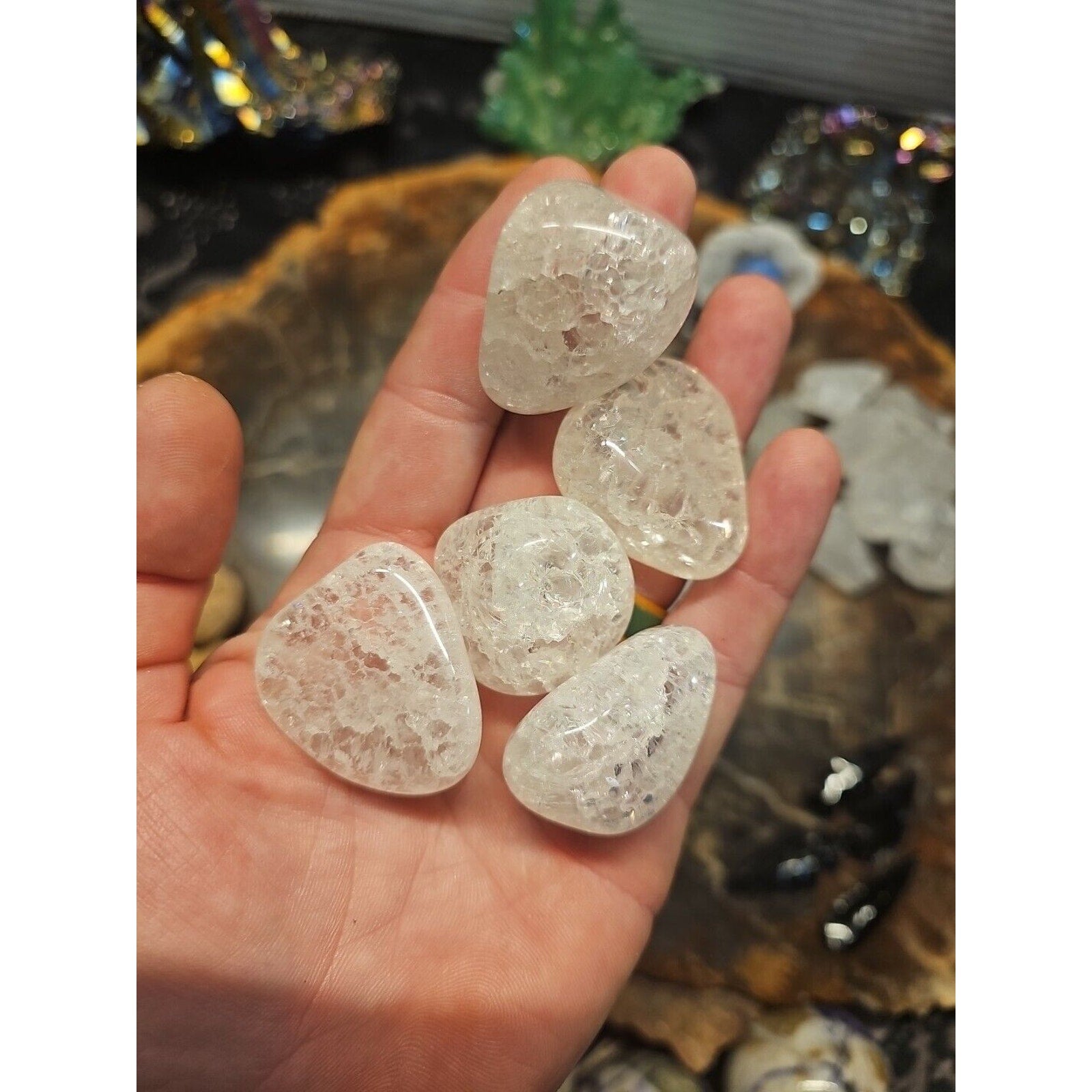 5 Pack Crackel Quartz Tumbled Stones: by CrystalCloud Company