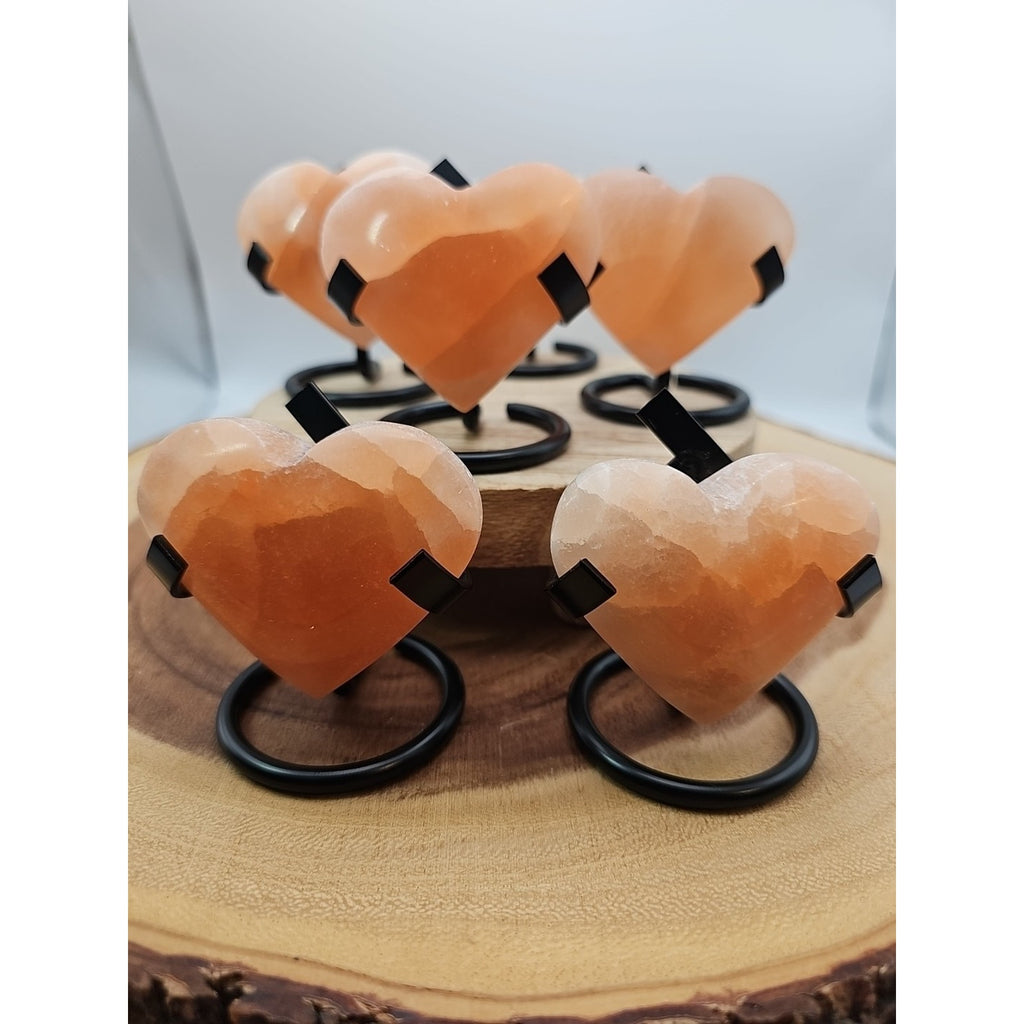 Peach Selenite Palm Stone W/stand 1each by CrystalCloud Company