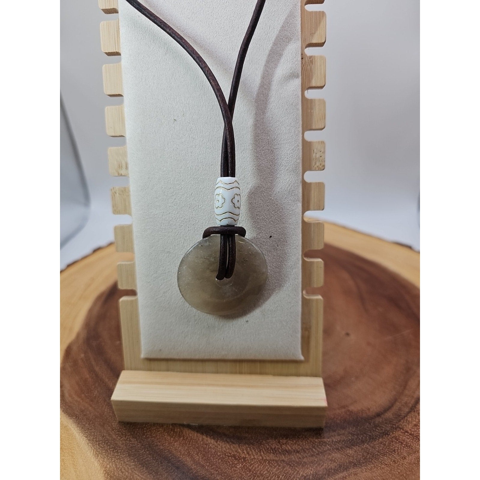 Quartz Lucky Pendant Leather Cord by CrystalCloud Company