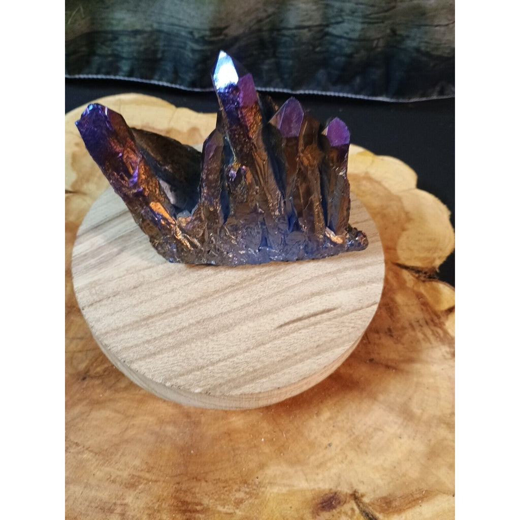 Rainbow Aqua Aura Quartz Crystal Cluster — 1.2 lbs, Titanium Coated | CrystalCloud Company by CrystalCloud Company