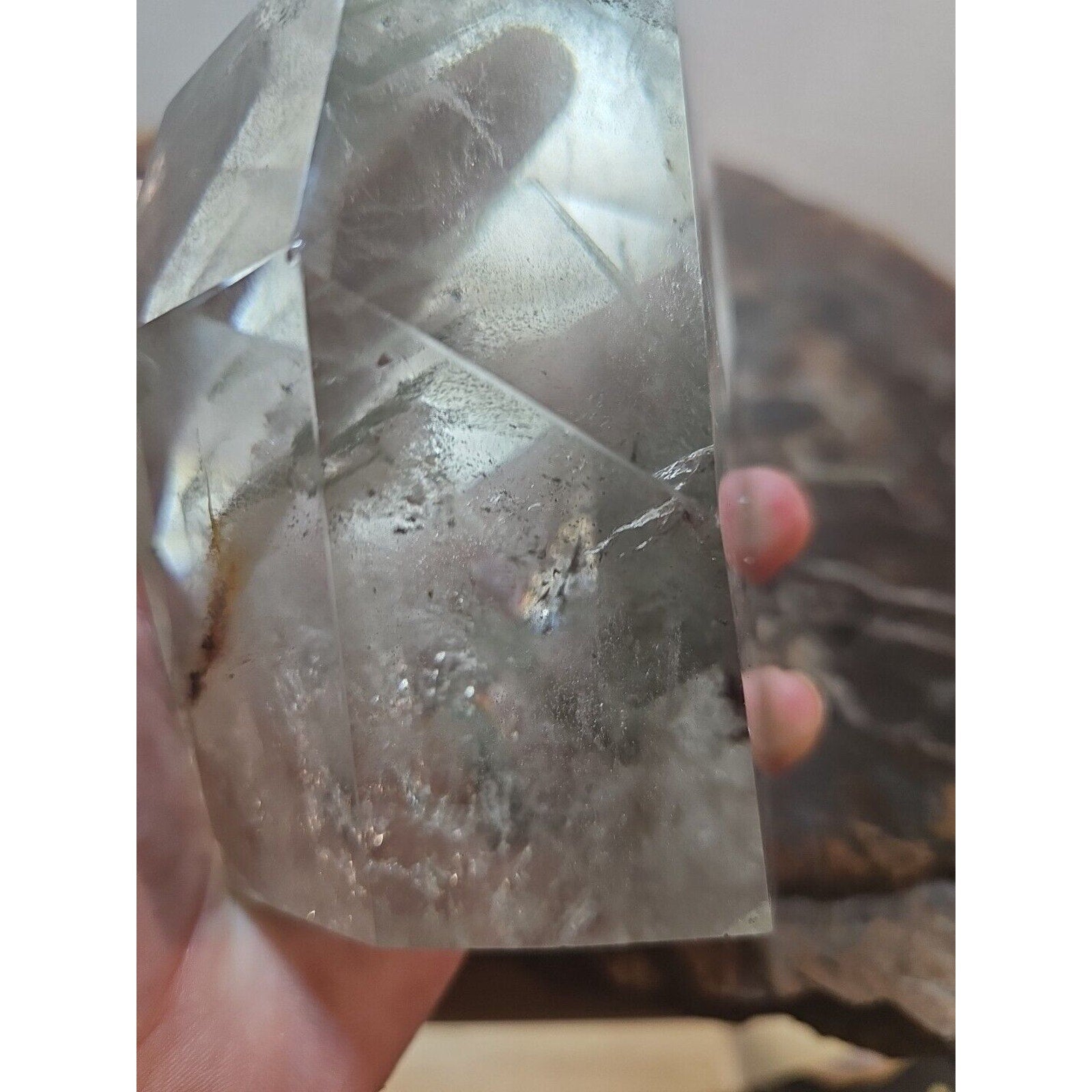 2.7LB Natural Green Ghost Phantom Quartz Crystal Obelisk Wand Point Healing. by CrystalCloud Company