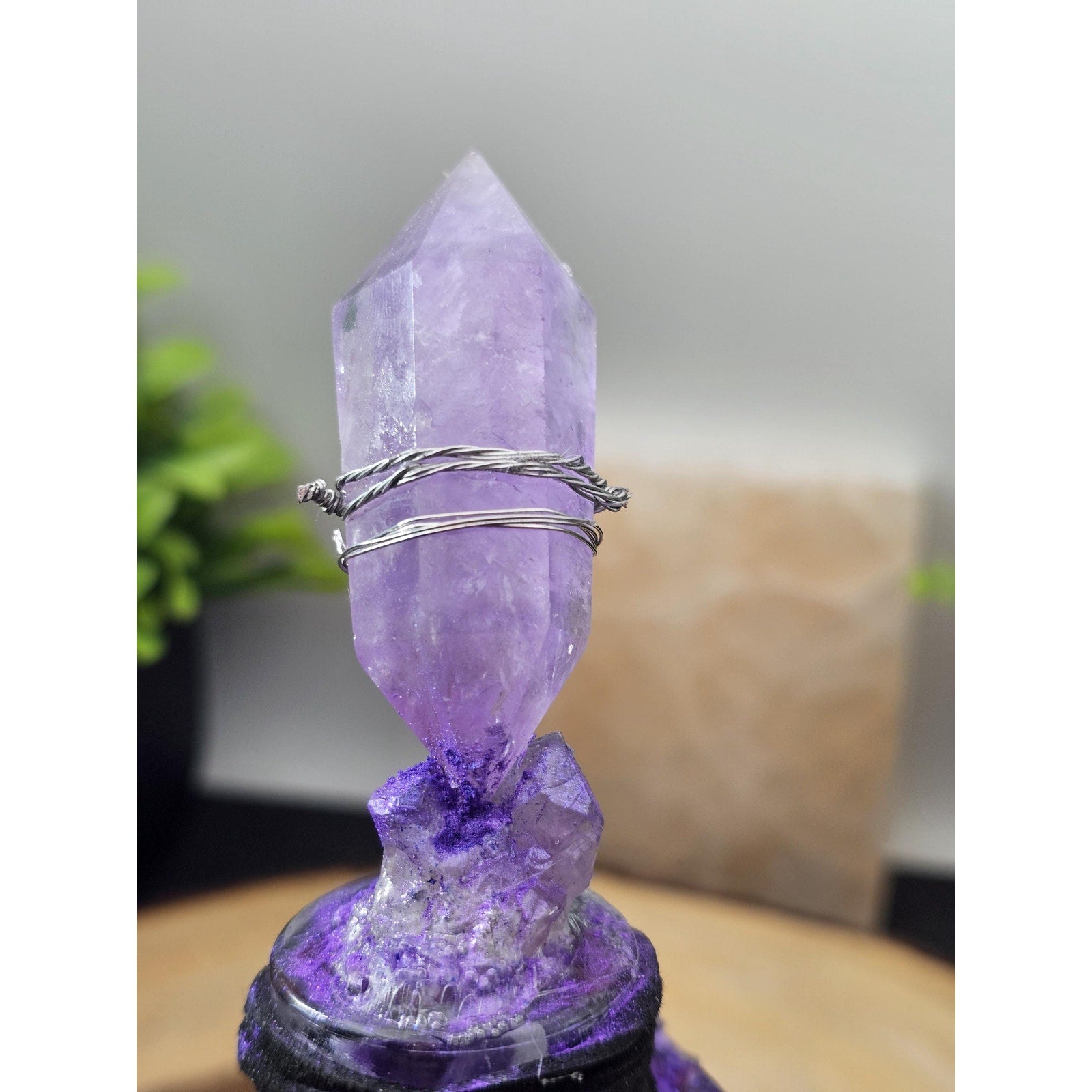 Glass Skull with Amethyst, Obsidian & UV Stones by CrystalCloud Company