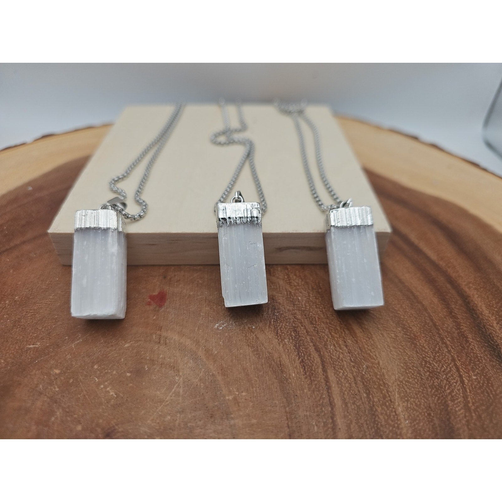 Selenite Crystal Necklace 1 Each W/Chain by CrystalCloud Company