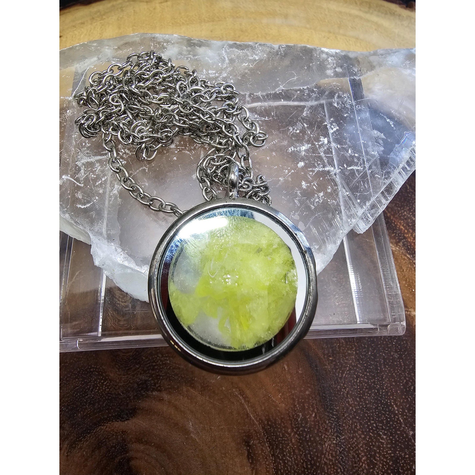 Crush Sulphur pendant w/18 inch chain by CrystalCloud Company