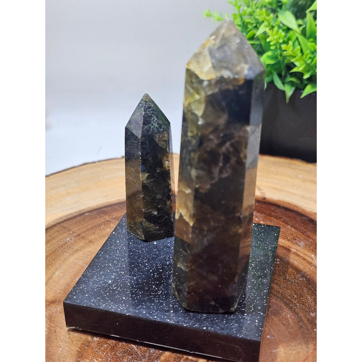 Labradorite Towers on Resin Base — Set of 2