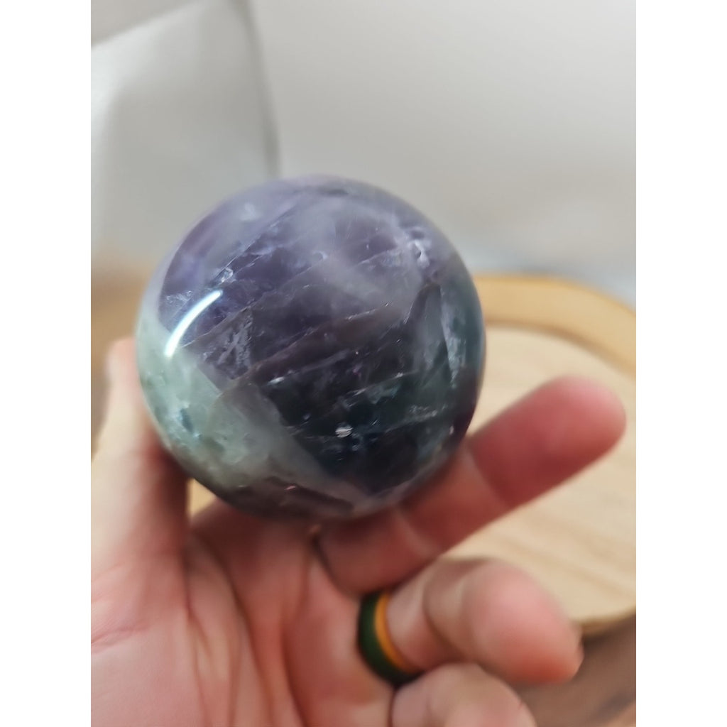 1.10lb Natural Rainbow Fluorite Quartz Crystal Sphere Ball Polished by CrystalCloud Company