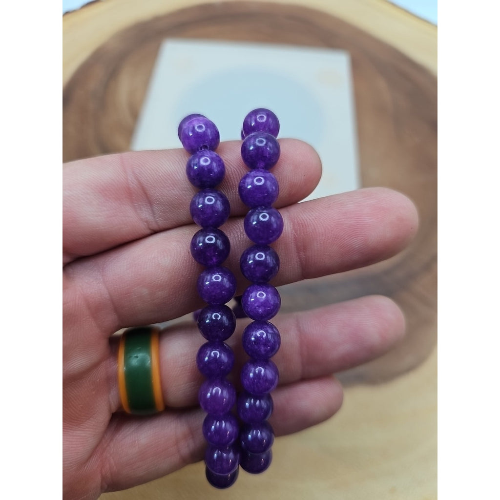 8mm Amethyst Bead Handmade Stretch Bracelet NWT - 7" by CrystalCloud Company