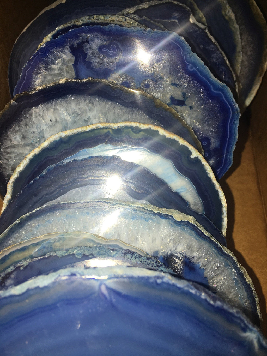 Agate Slice ( 6 - 7 Inches Long ) Size # 7 Grade A Round - Natural Crystal Slab - Polished Sliced Agates Tray Plate Slabs Coaster by Amazing Crystals