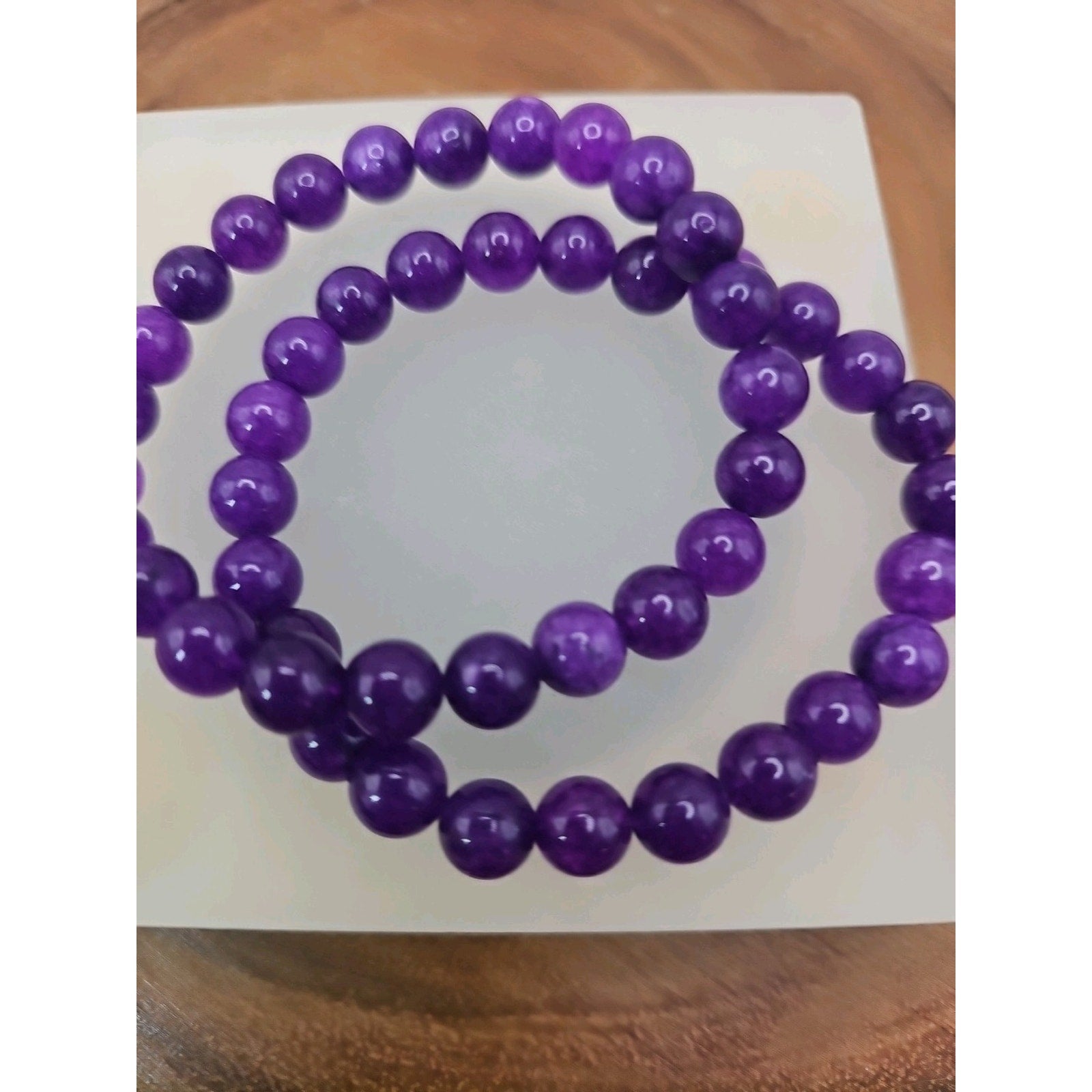 8mm Amethyst Bead Handmade Stretch Bracelet NWT - 7" by CrystalCloud Company