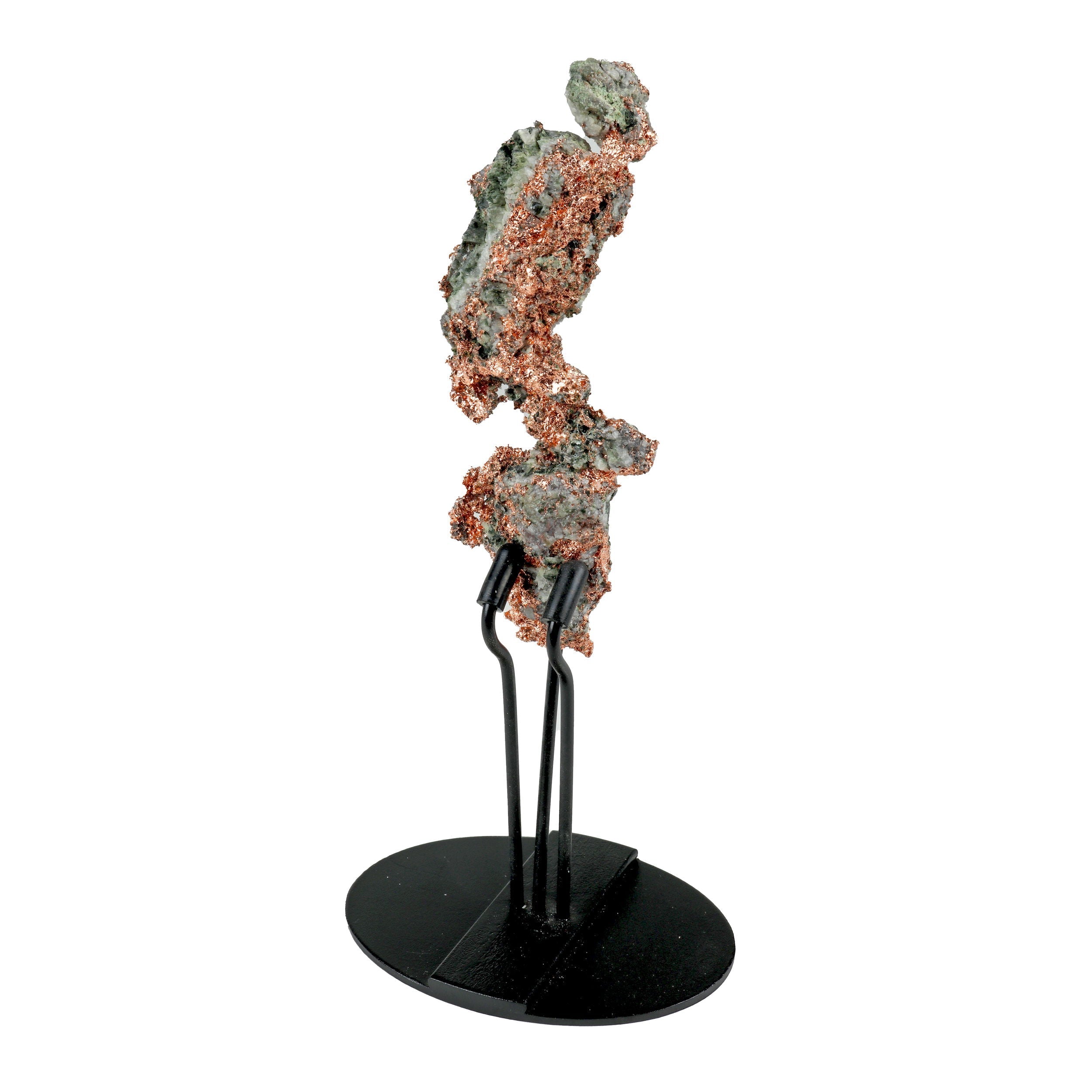Michigan Native Copper in 3 - Pronged Tension Fit Stand with Crystallization on Surface