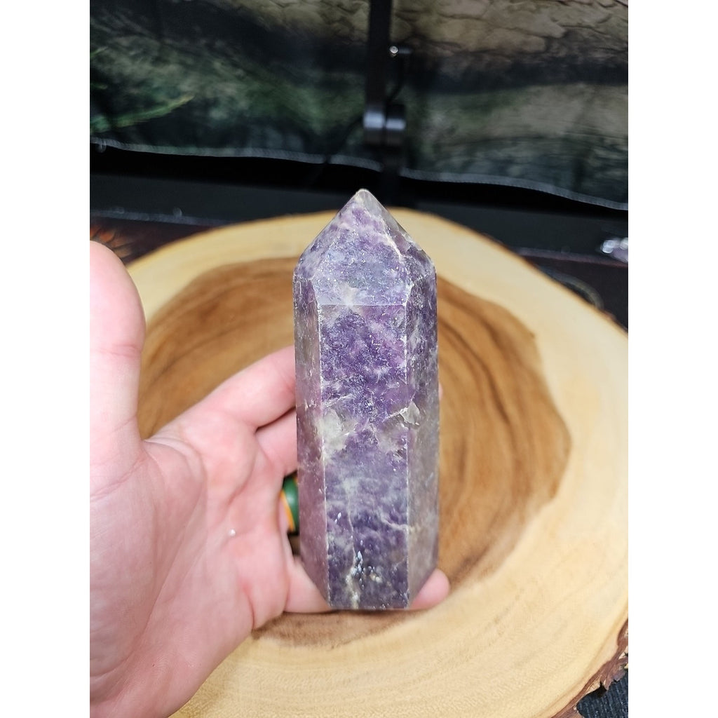 1ea Natural Purple Mica Lepidolite Crystal Point Tower Africa 479g by CrystalCloud Company