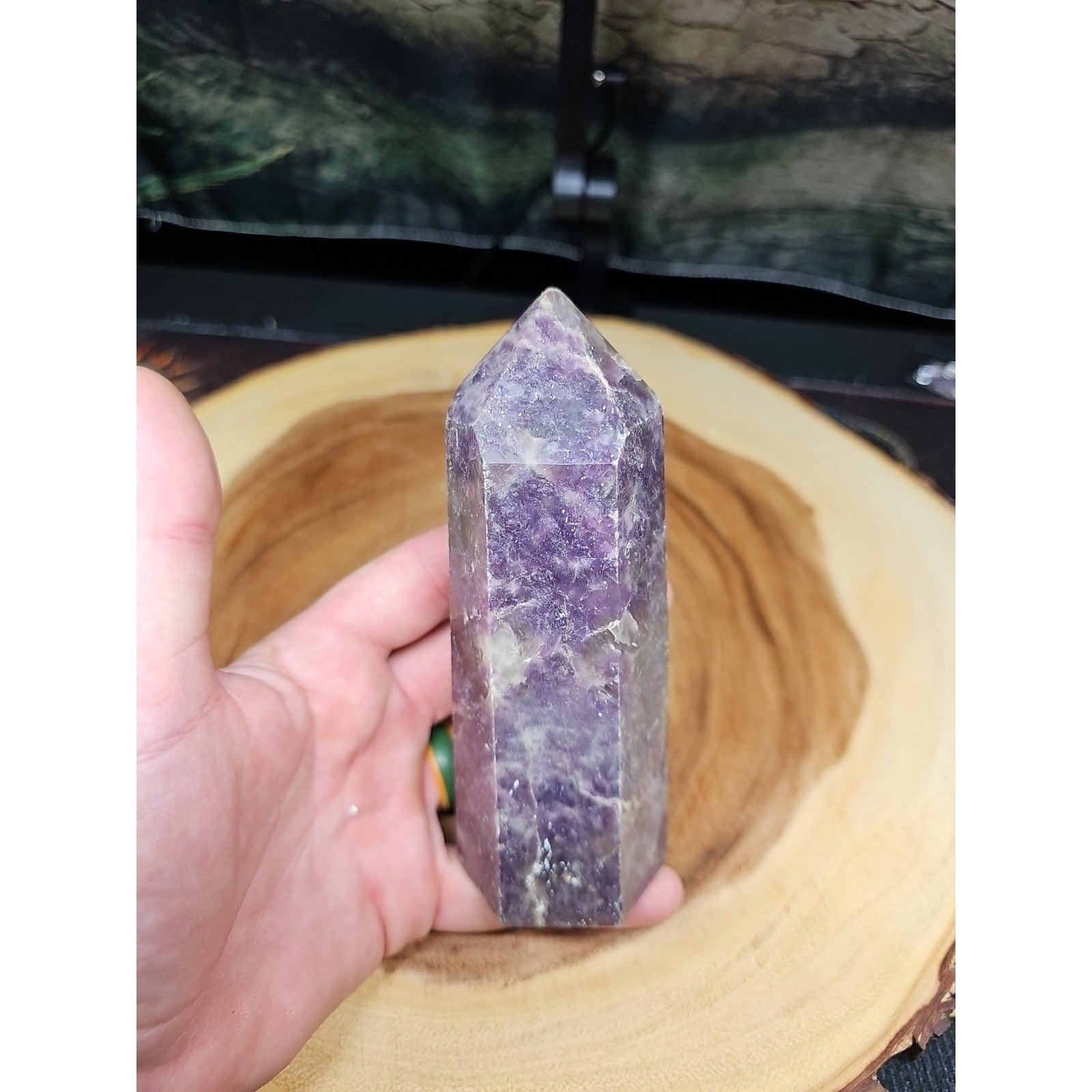 1ea Natural Purple Mica Lepidolite Crystal Point Tower Africa 479g by CrystalCloud Company