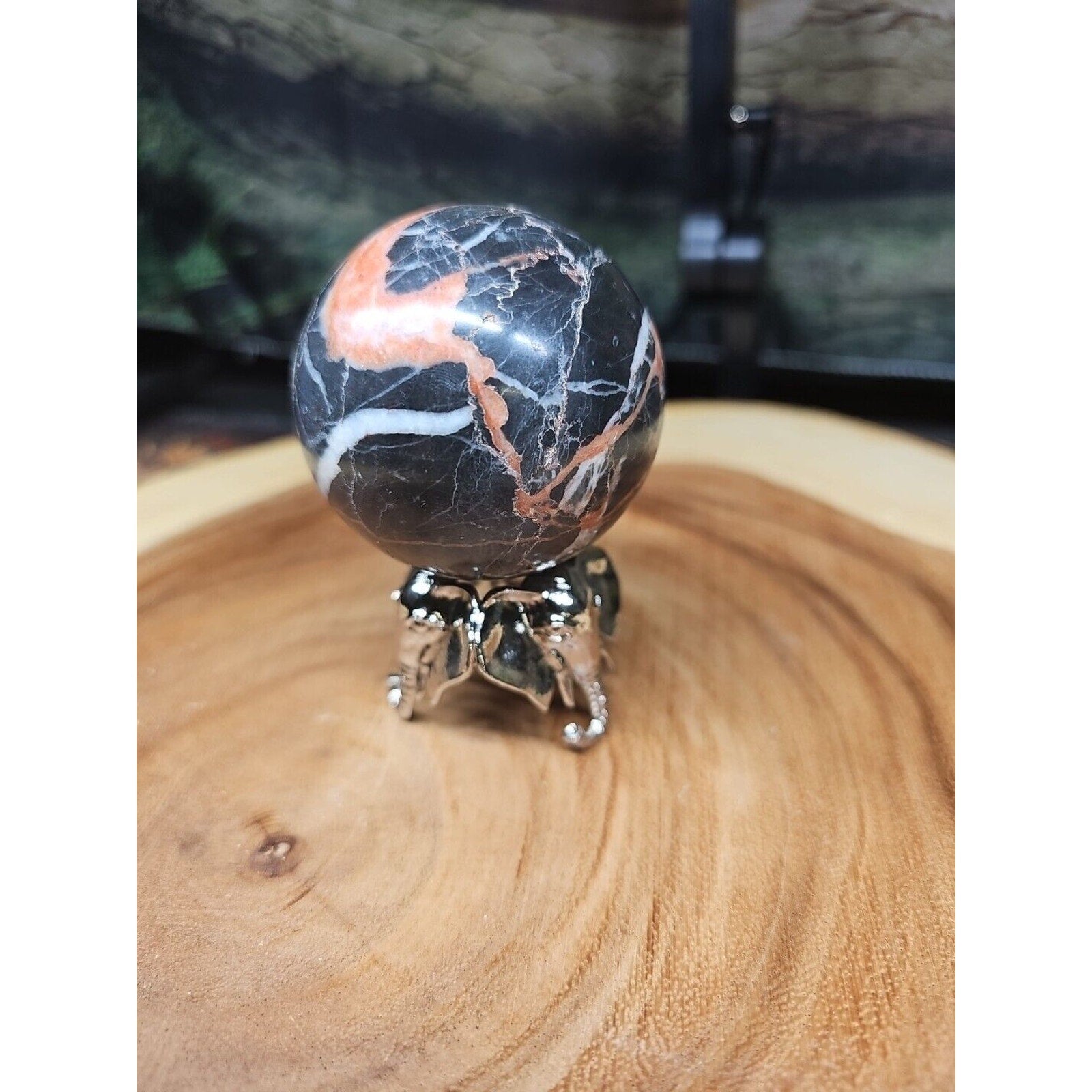 Ocean Jasper Sphere .75lbs 58mm. W/ Elephant Stand by CrystalCloud Company