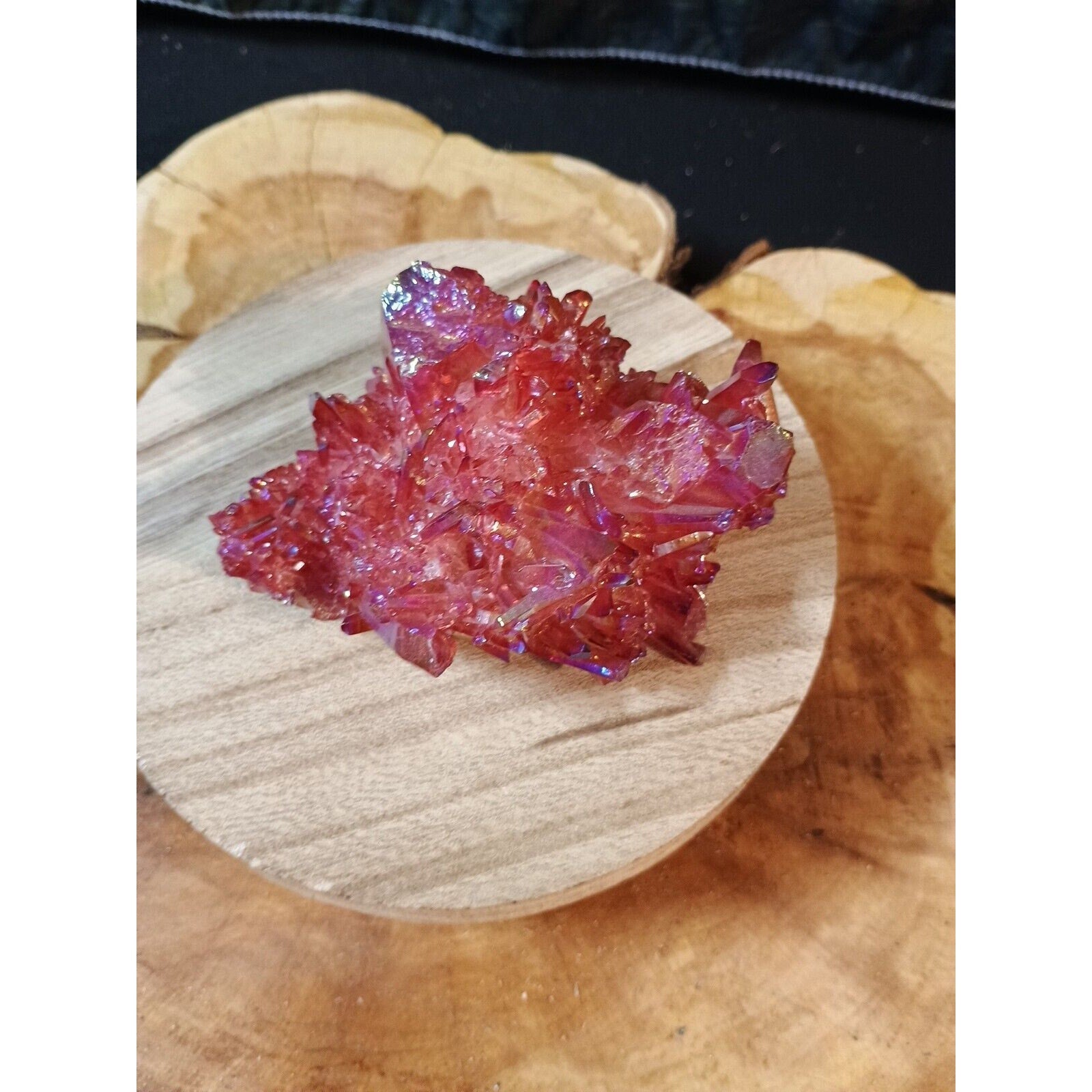 0.6lb Rainbow Aqua Aura Quartz Crystal Cluster Points Titanium Coating by CrystalCloud Company