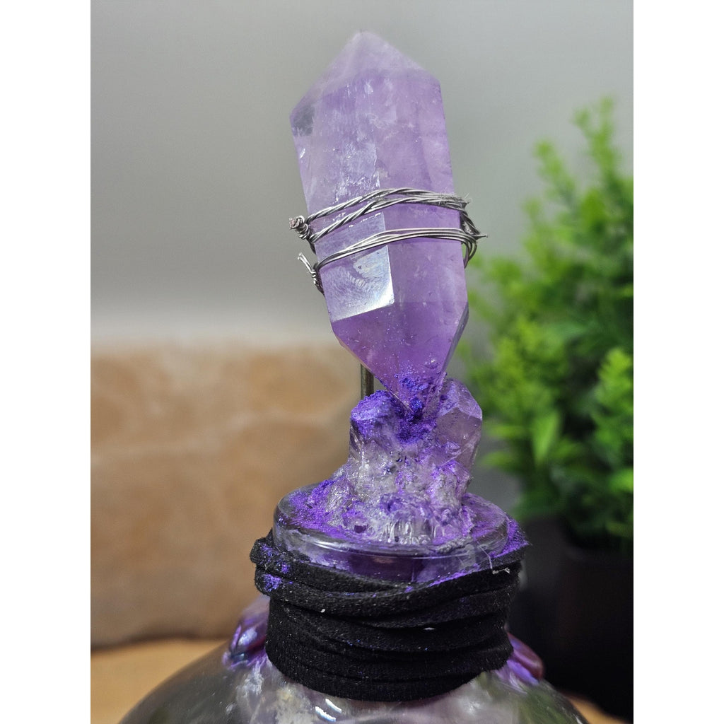 Glass Skull with Amethyst, Obsidian & UV Stones by CrystalCloud Company