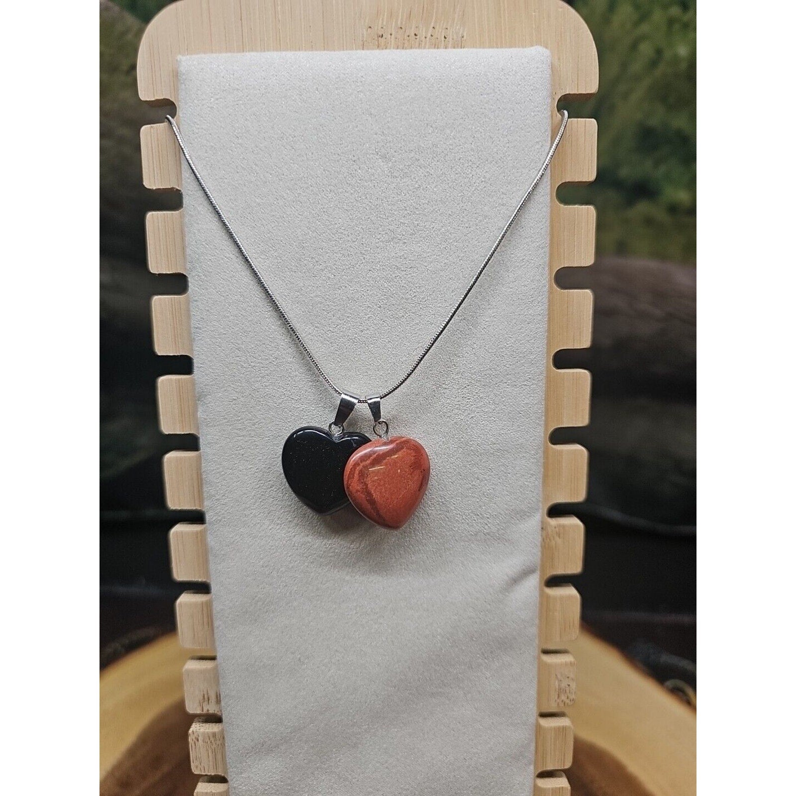 Pendant Necklace 16in Silver Chain Agate Heart by CrystalCloud Company