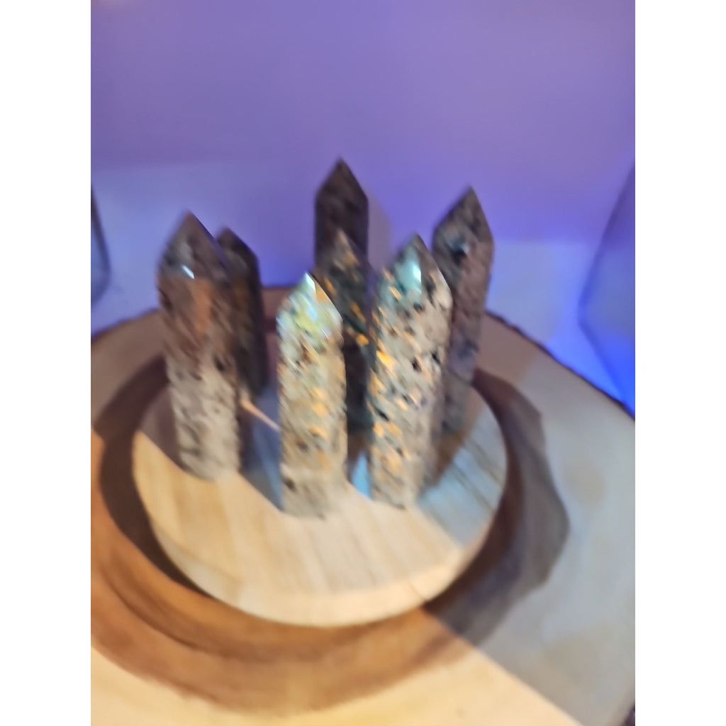 Yooperlite stone Tower UV Reactive 4in Tall Avg 98grams Avg 1 Each by CrystalCloud Company