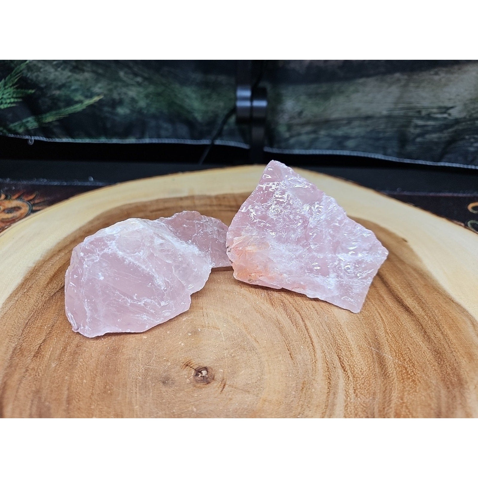1 Pair Rose Wuartz Raw Chunk 1lb by CrystalCloud Company