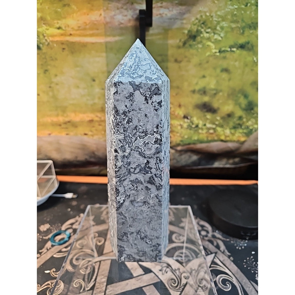 4.83lb 10in Tall Crazy Lace Jasper Crystal Point Tower Healing by CrystalCloud Company