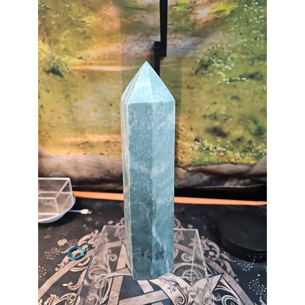 5.04lbs 11.5in Tall Green Jasper Crystal Point Tower Healing by CrystalCloud Company