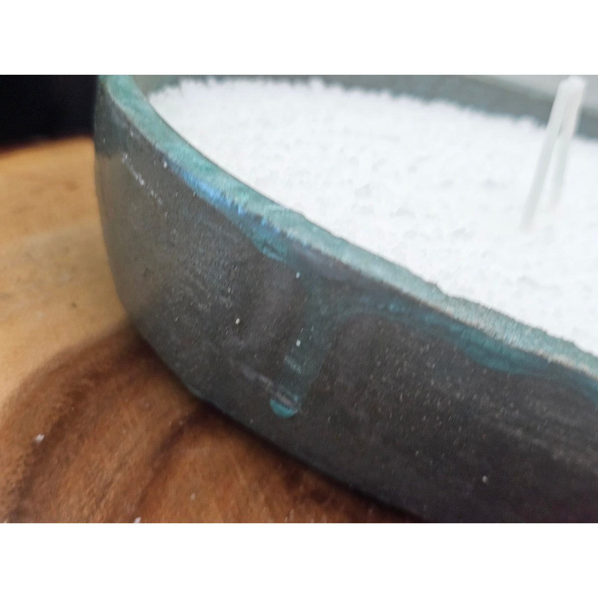 Handmade Dark Concrete Candle Vessel with 1lb Pearl Wax + 15 Wicks