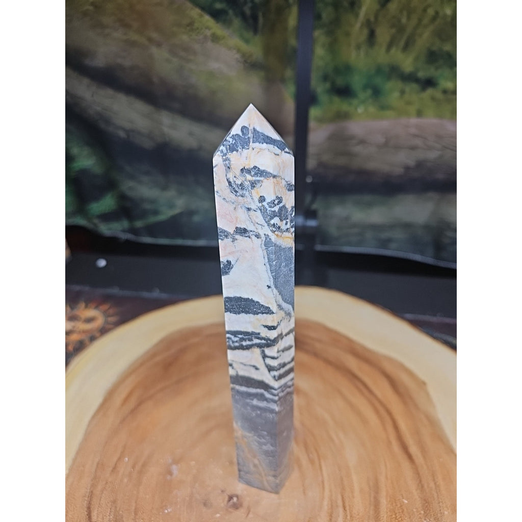 Zebra Stone Tower 443g 8in Tall by CrystalCloud Company
