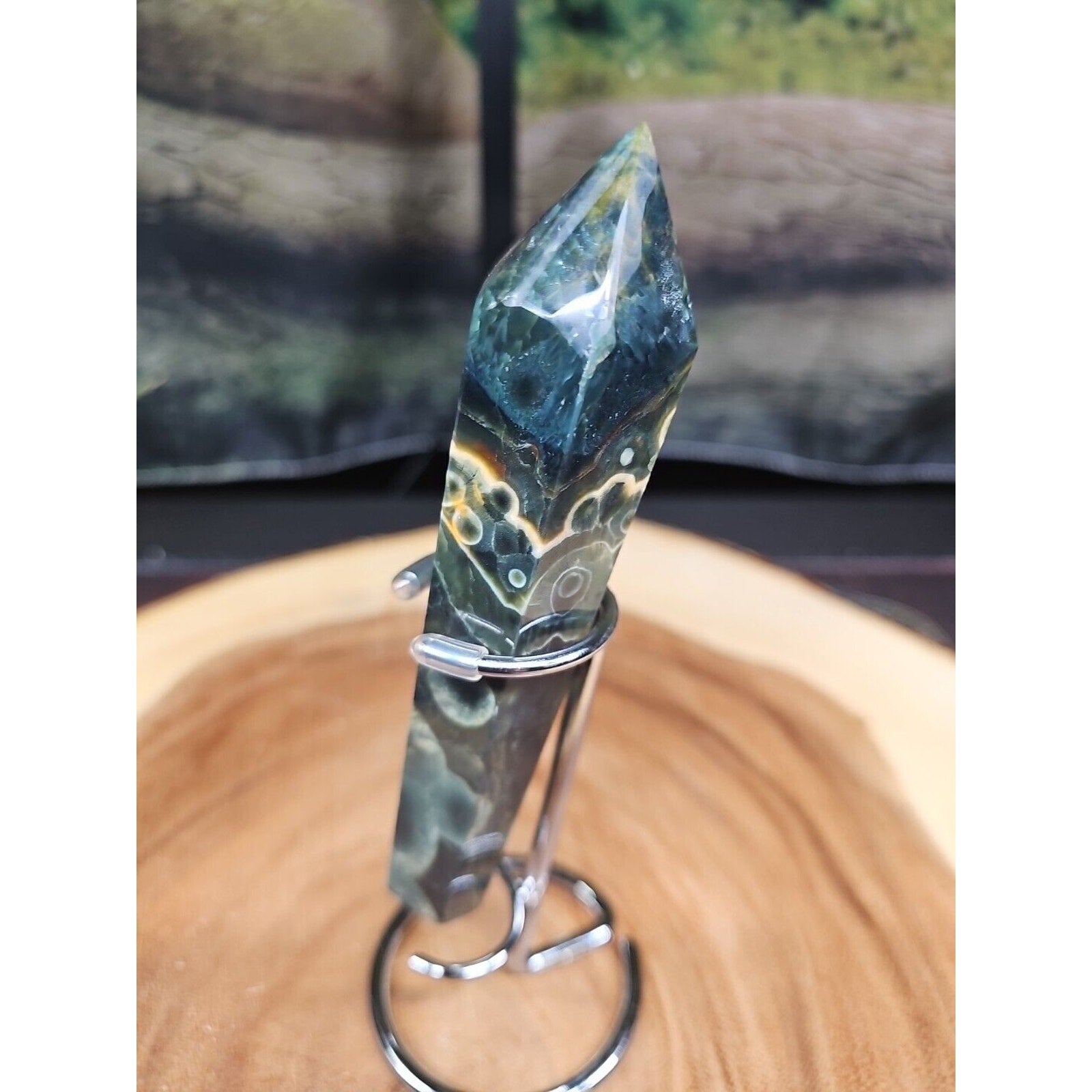 Moss Agate Generator W/Stand 220grams by CrystalCloud Company