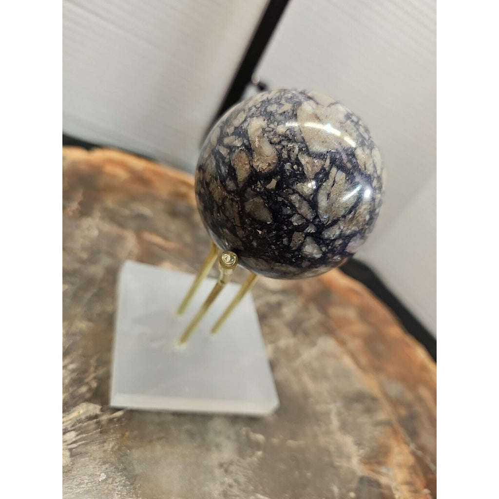 60mm Natural Phantom Chevron Amethyst Quartz Crystal Sphere W/Stand by CrystalCloud Company