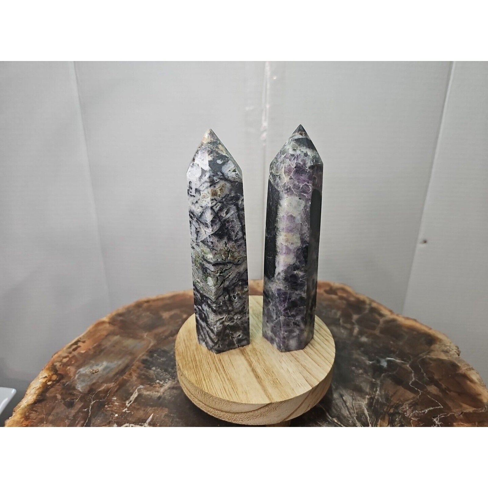 2Pcs Natural Purple Fluorite Quartz Crystal Point Tower Polished by CrystalCloud Company