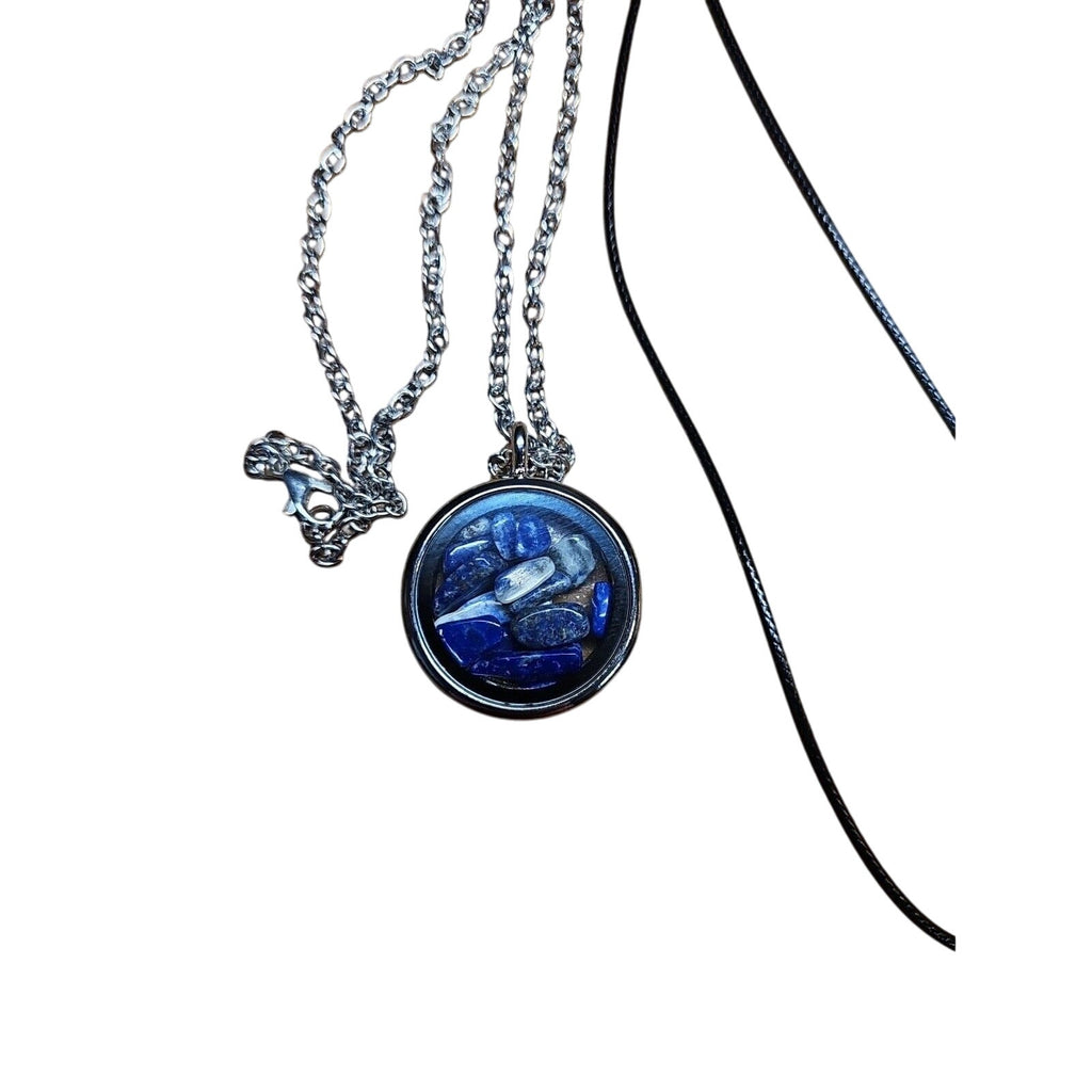 Lapis Lazuli Crystal Pendant Necklace — Oval Stone with Round Accent | CrystalCloud Company by CrystalCloud Company