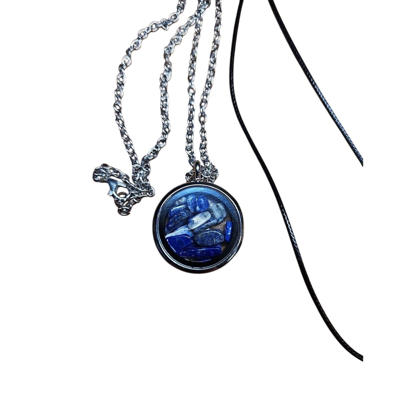 Lapis Lazuli Crystal Pendant Necklace — Oval Stone with Round Accent | CrystalCloud Company by CrystalCloud Company