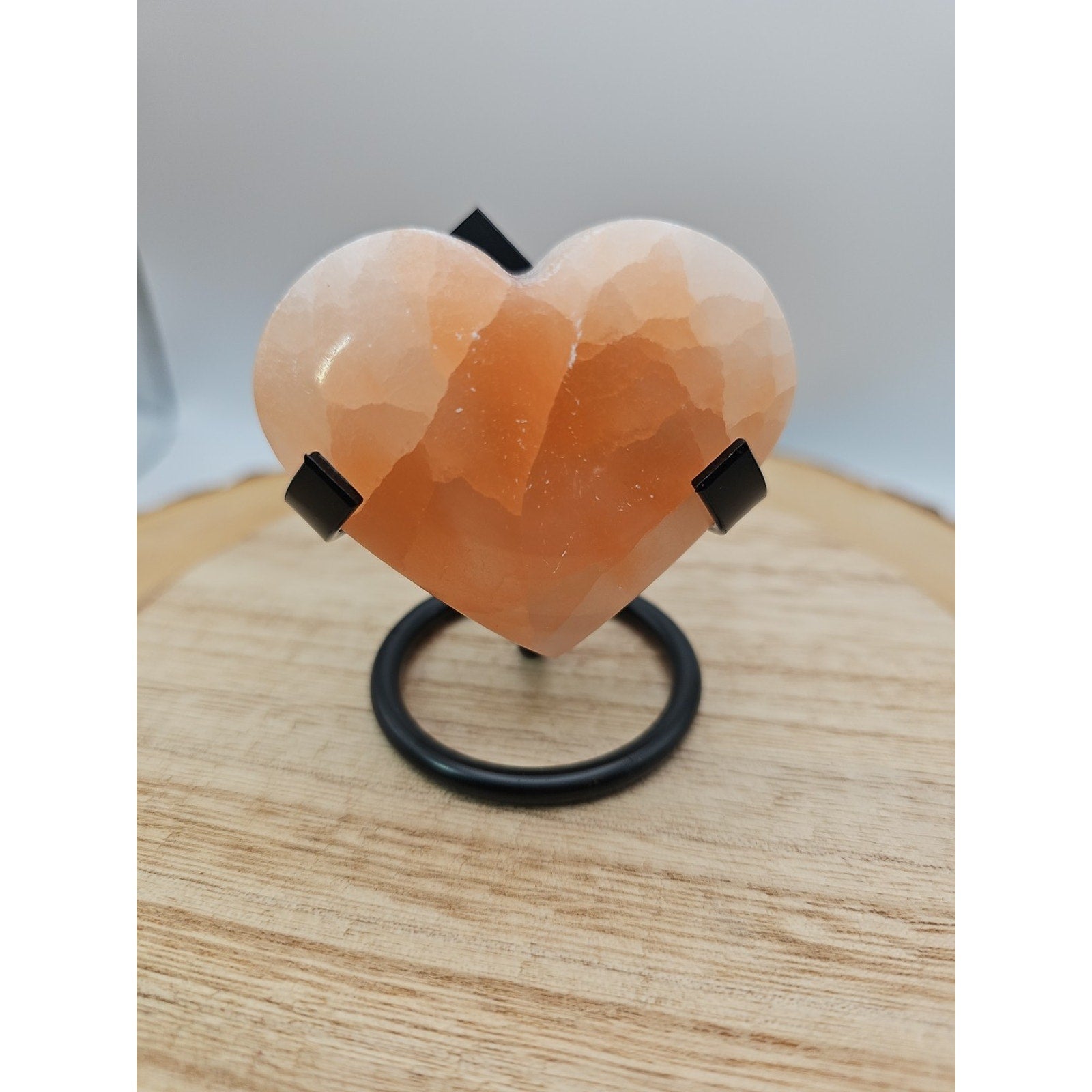 Peach Selenite Palm Stone W/stand 1each by CrystalCloud Company