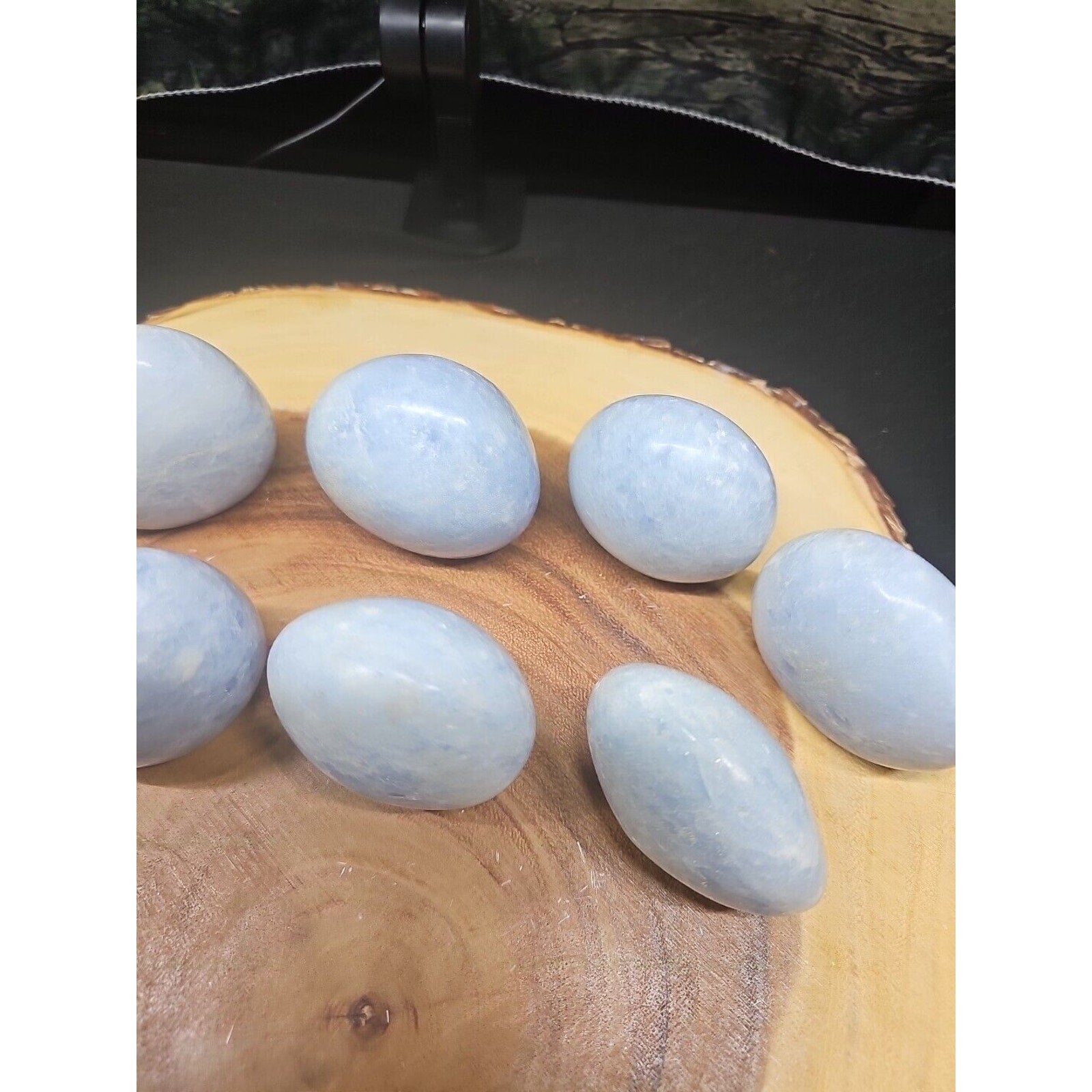 Baby Blue Celestite Crystal Palm Stones — 1 lb, 2-Piece Set from Brazil | CrystalCloud Company by CrystalCloud Company