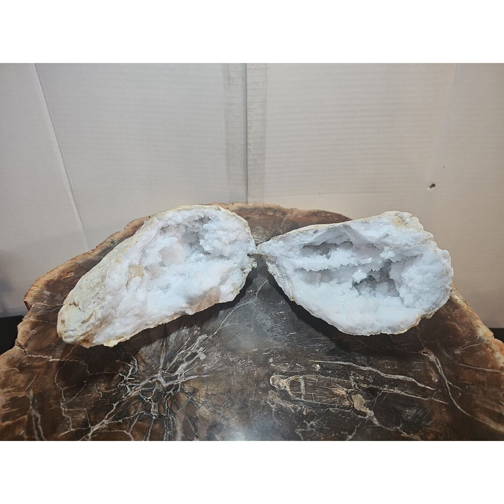 Moroccan Quartz Geode Pair with Display Stands — 3.88 lbs | CrystalCloud Company by CrystalCloud Company