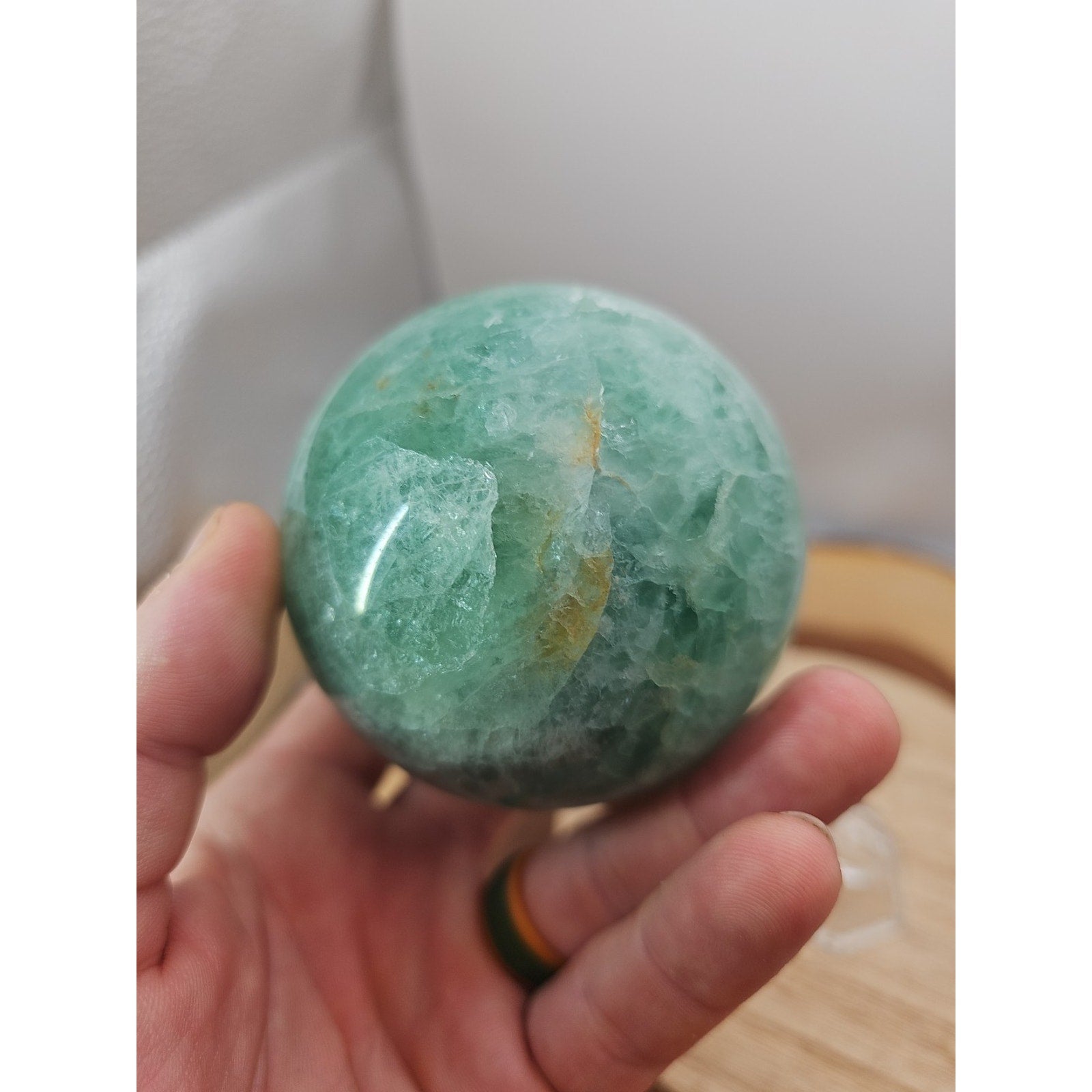 1.43lb Natural Rainbow Fluorite Quartz Crystal Sphere Ball Polished by CrystalCloud Company