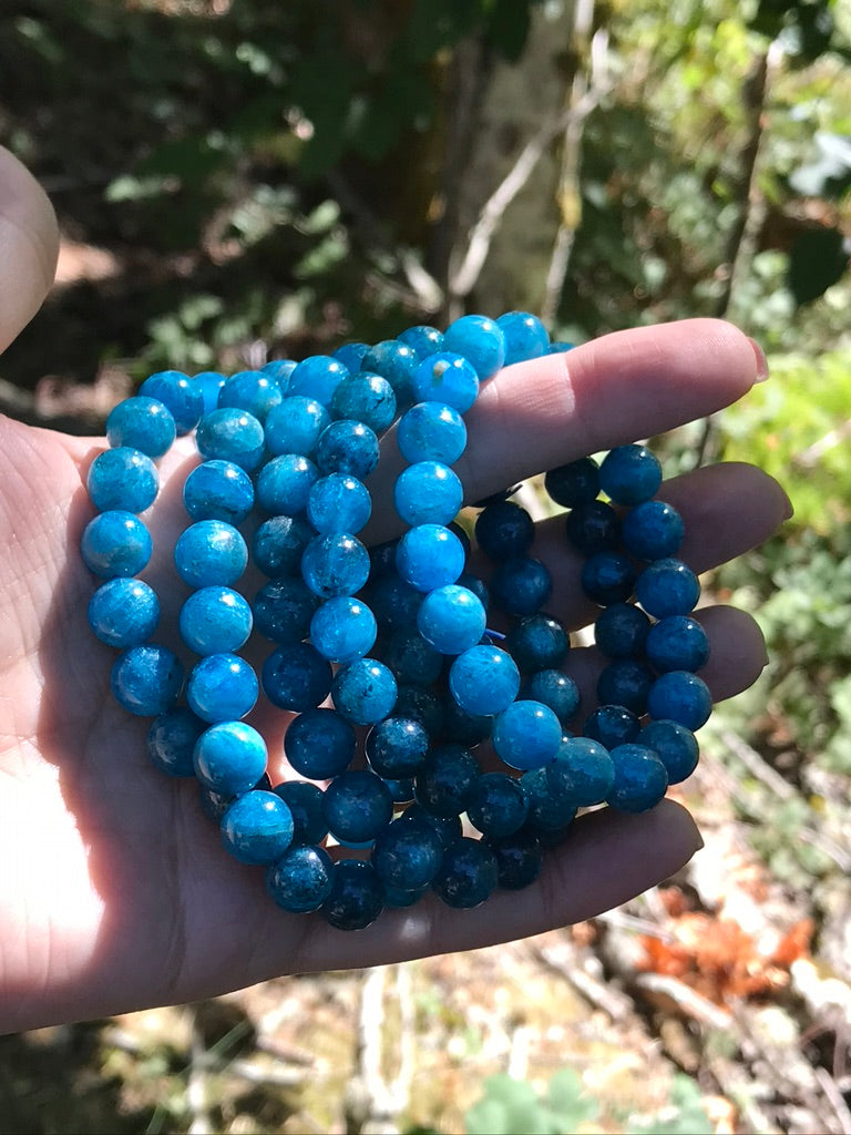 Blue Apatite 9 mm Bracelet for Motivation, Stretchy