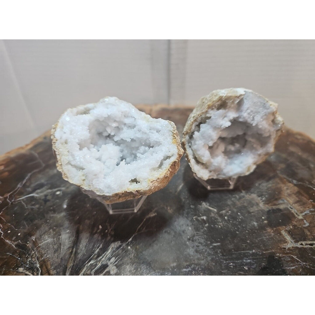 1.18lbs Pair Geode Crystal Moroccan Quartz W /Stands by CrystalCloud Company